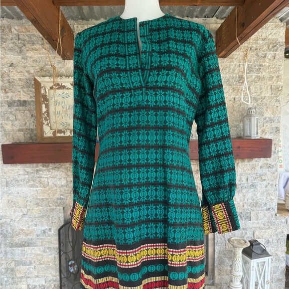 Vintage 1960s Dress Batik Dress Cotton Weave Size 8 - Picture 2 of 16